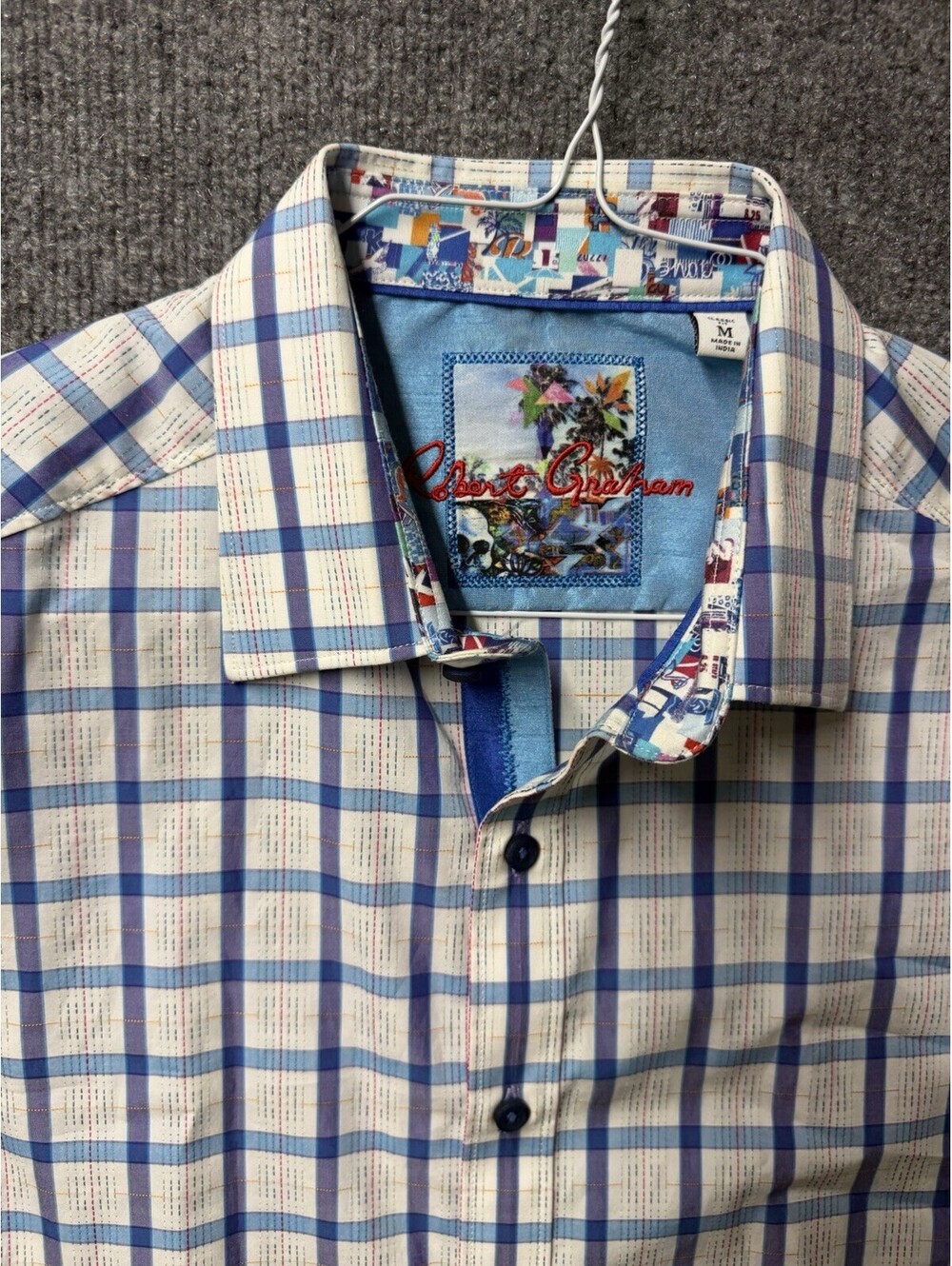Robert Graham, Mens Long-Sleeve, Button Down, Medium, Sky Blue Plaid